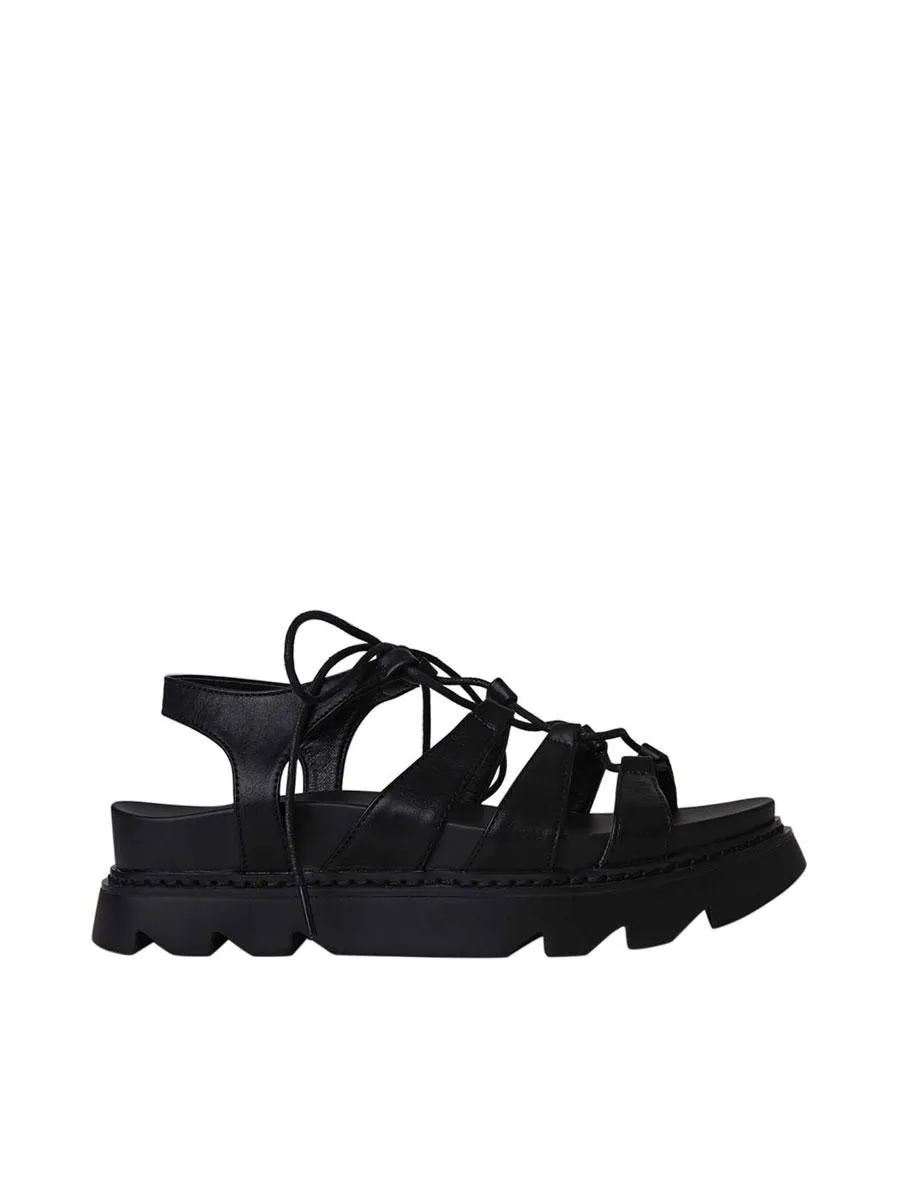 VILLAINS SF YAMKA Women's Platform Gladiator Heels BLACK