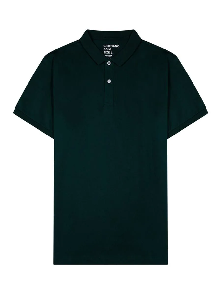 GIORDANO Men's short sleeve polo shirt interlock fabric Red Green