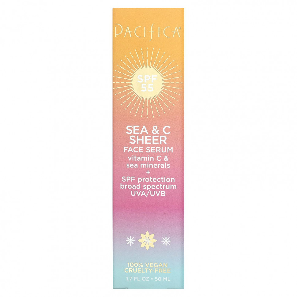 Pacifica, Прозрачная сыворотка для лица Sea & C, SPF 55, 50 мл (1,7 жидк. Унции)