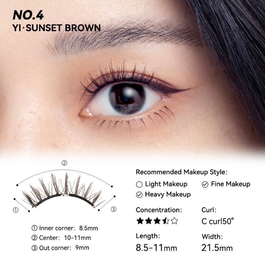 Wosado Soft Magnetic False Eyelashes 1pcs. Sunset Brown