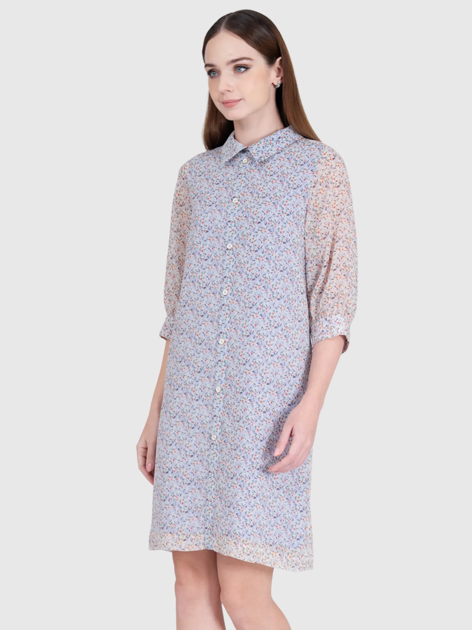 VERONIQA Women Dress Long Sleeves Chiffon Angora Violet