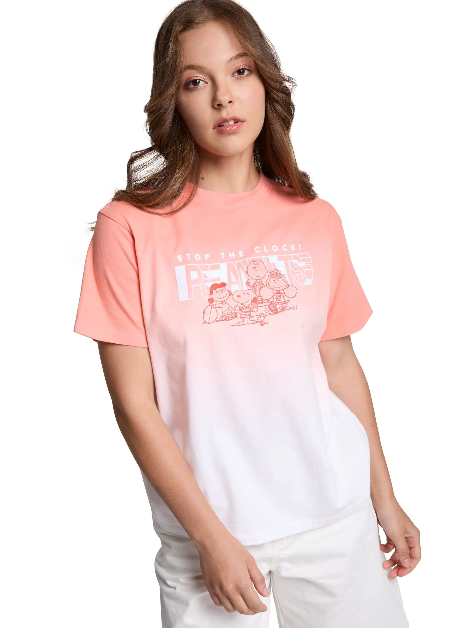 DEFRY 01 Women T-Shirt Short Sleeves Snoopy Print Orange