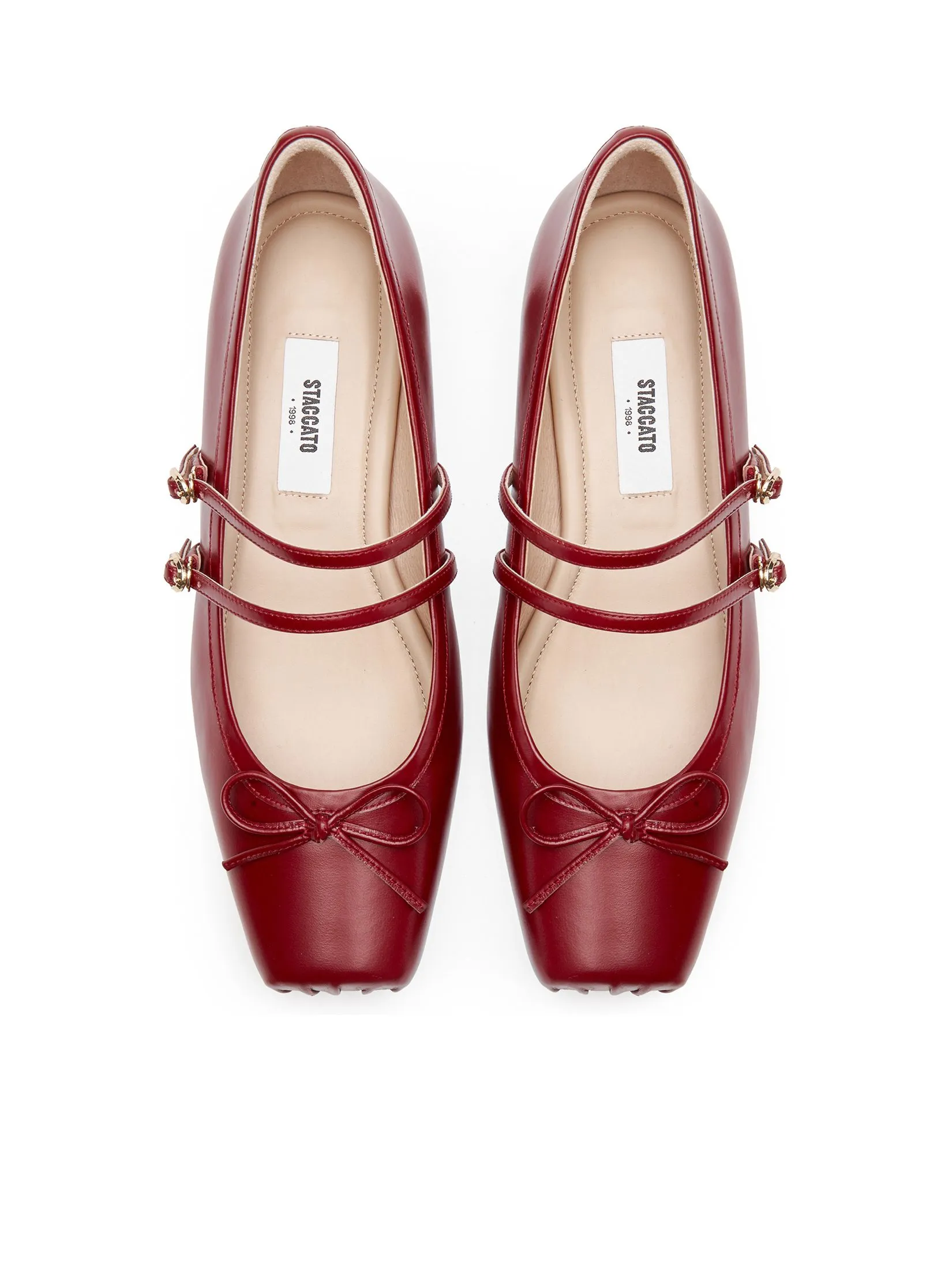 STACCATO Women Pump Mary Jane Bow Front Dark Red