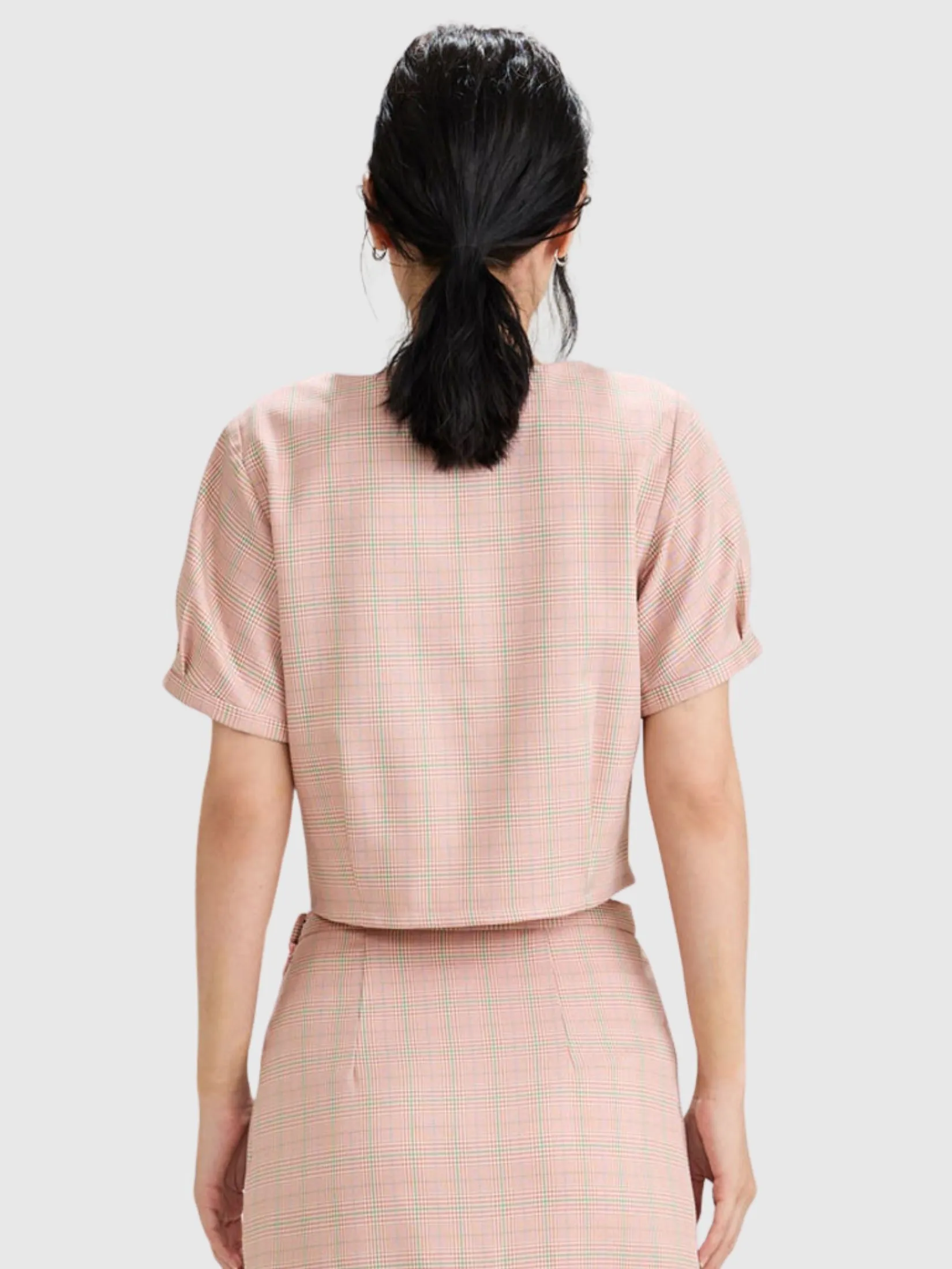 AMILA Women Blouse Short Sleeves Chack Spun Rose Red