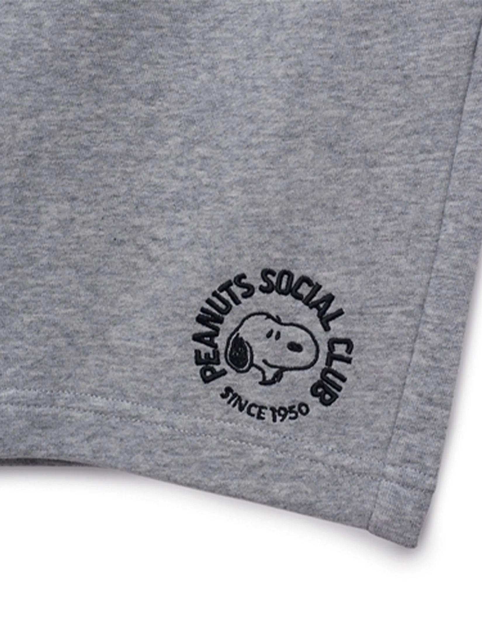 GIORDANO Men's Relaxed French Terry Drawstring Shorts (Snoopy) Heather Grey