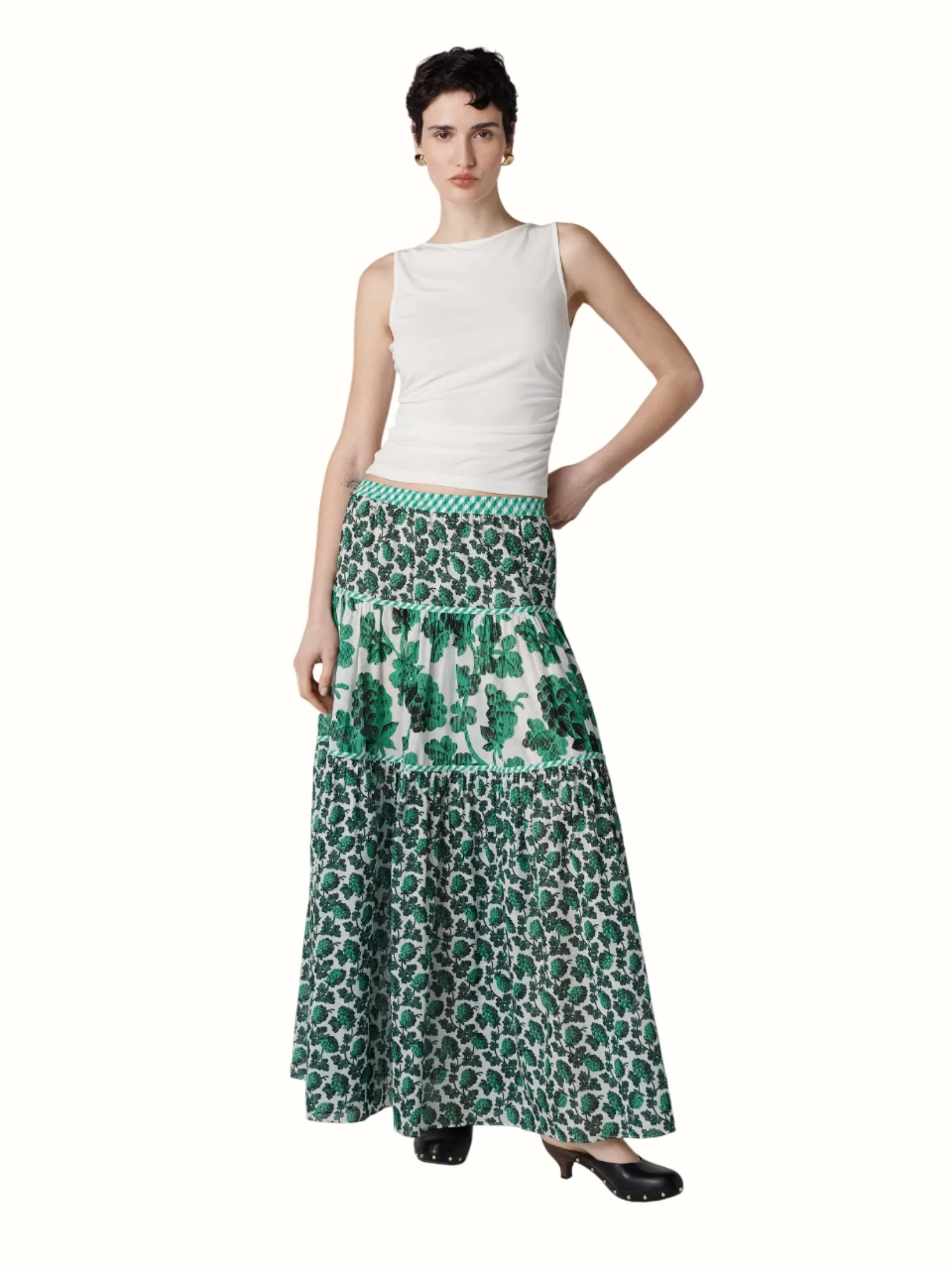 DIANE VON FURSTENBERG WOMEN DVF SHILOH SKIRT BERRIES INDIAN GREEN