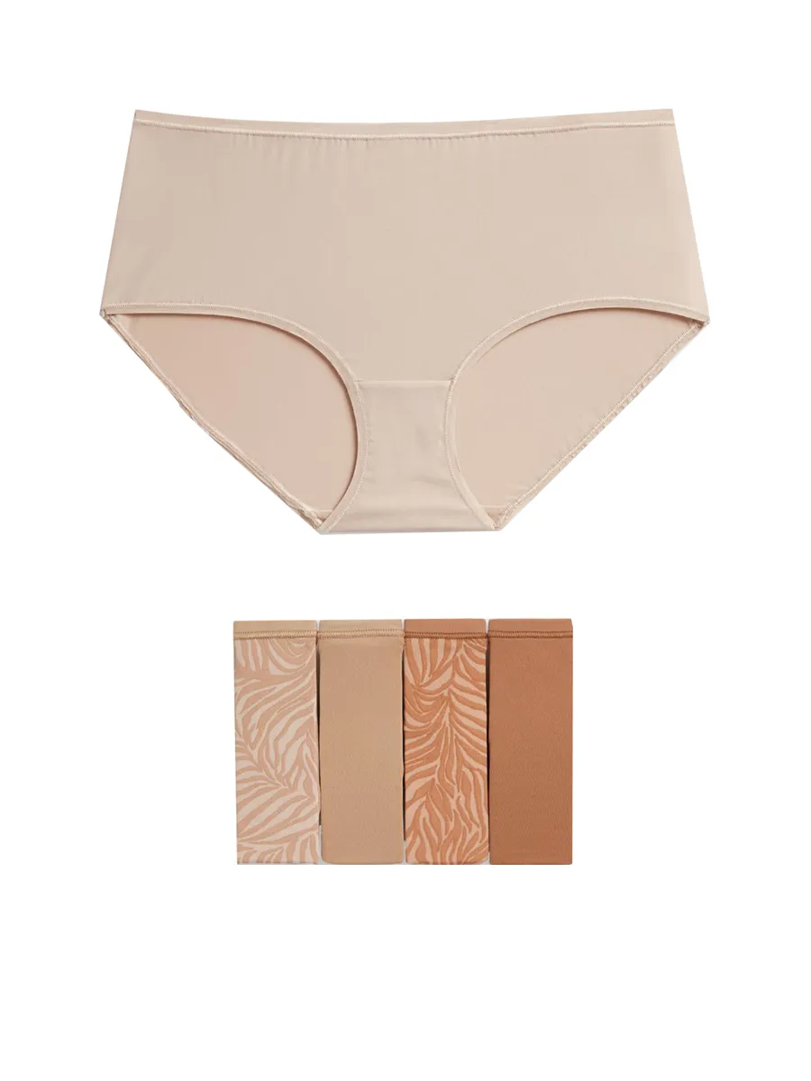 MARKS & SPENCER Women Knicker Shorts High Rise No VPL 5pk Rose Quariz Size - 10 UK