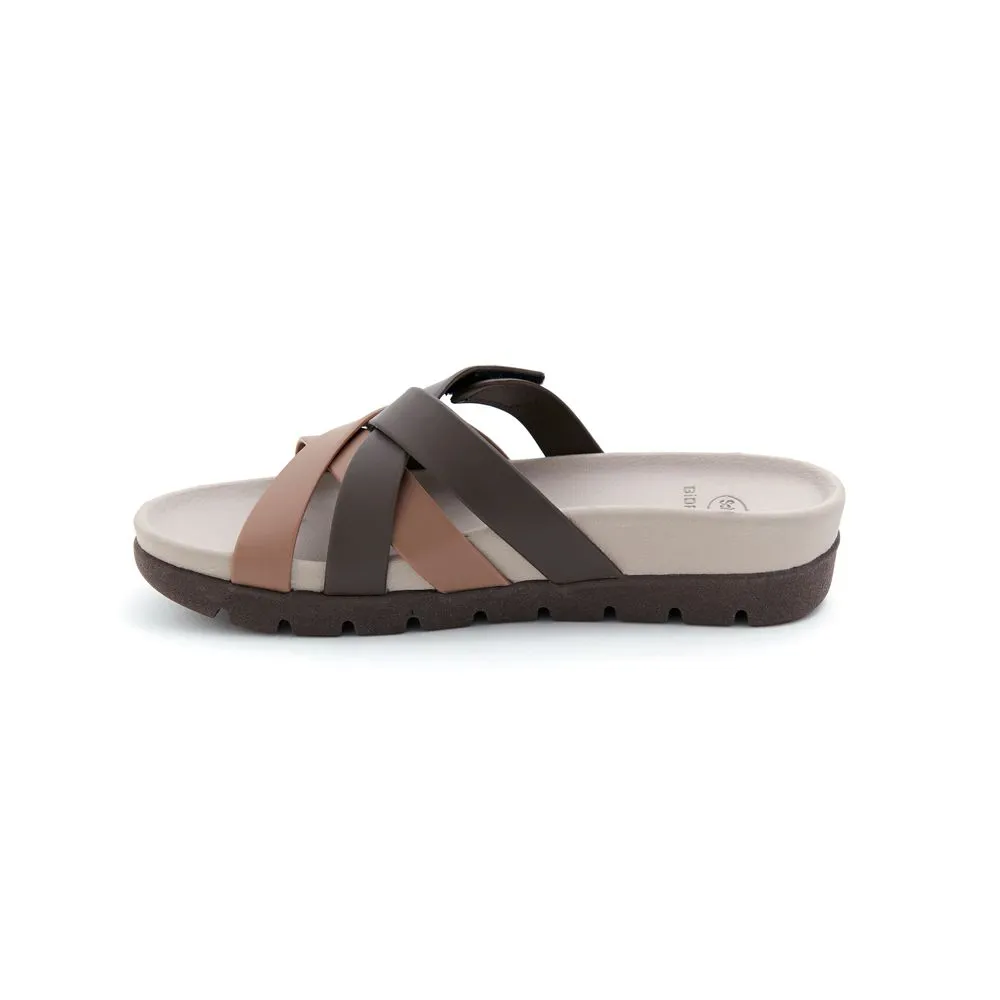 SCHOLL Cocoa/Almond Slide Sandals - Percy