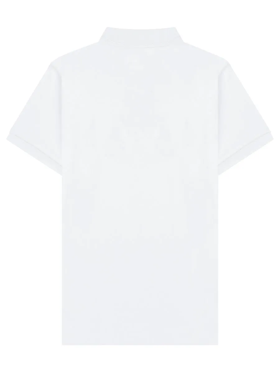 GIORDANO Men's Slim Fit Embroidery Bold Polo (Liquid Touch) Signature white