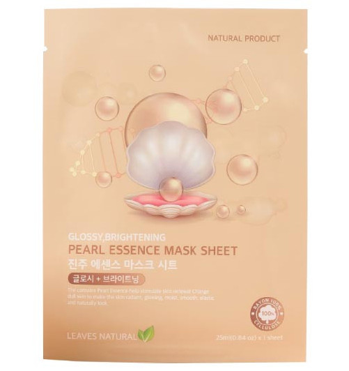 Тканевая маска для лица с жемчугом Leaves Natural 10 шт