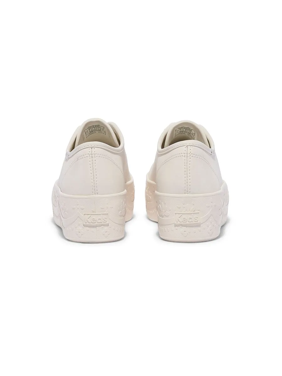 KEDS Women Triple Up Leather Lace Foxing White