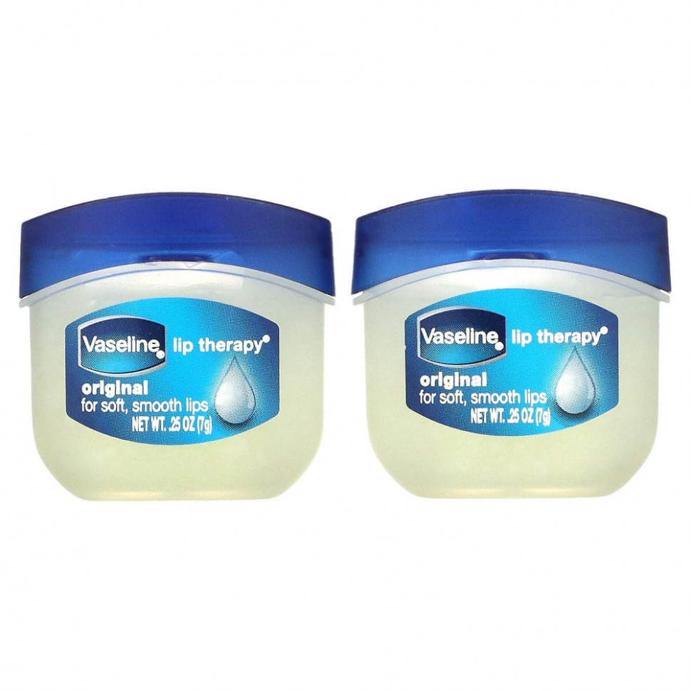 Vaseline, Lip Therapy, оригинальный бальзам для губ, 2 шт. В упаковке, 7 г (0,25 унции) - VSL-04115-2 шт.|Масло какао
