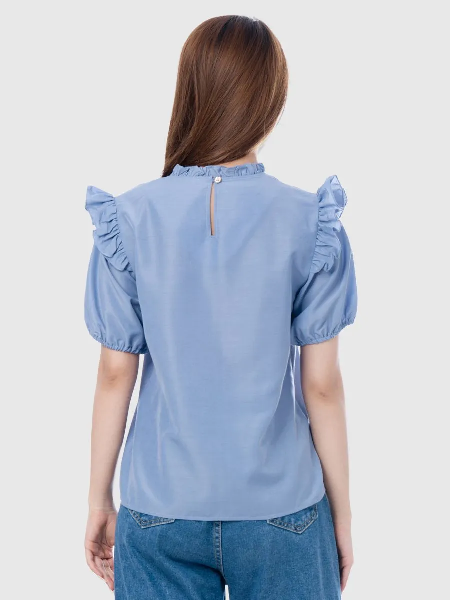 AMILA Women Blouse Cotton Premium Light blue