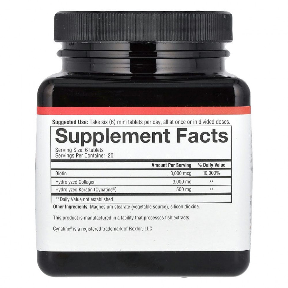 Youtheory, средство для волос, коллаген и кератин, 120 мини-таблеток