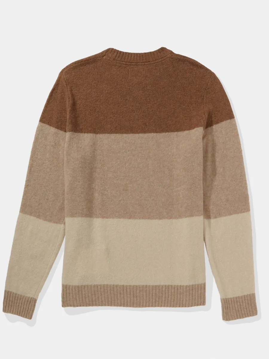 AMERICAN EAGLE MEN  JERSEY STITCH CREW 200 BROWN