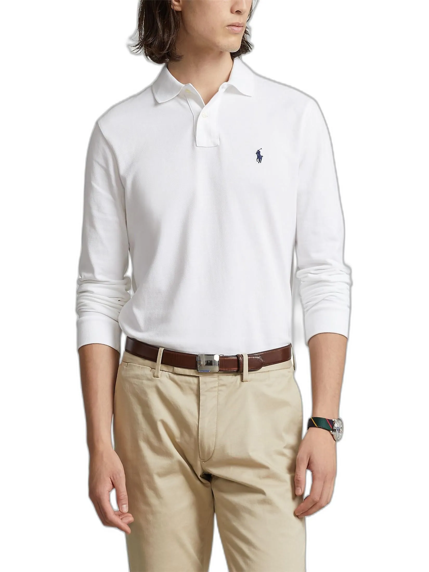 POLO RALPH LAUREN Men Polo-Custom Slim Fit Mesh Polo Shirt MNPOKNI16820114-White