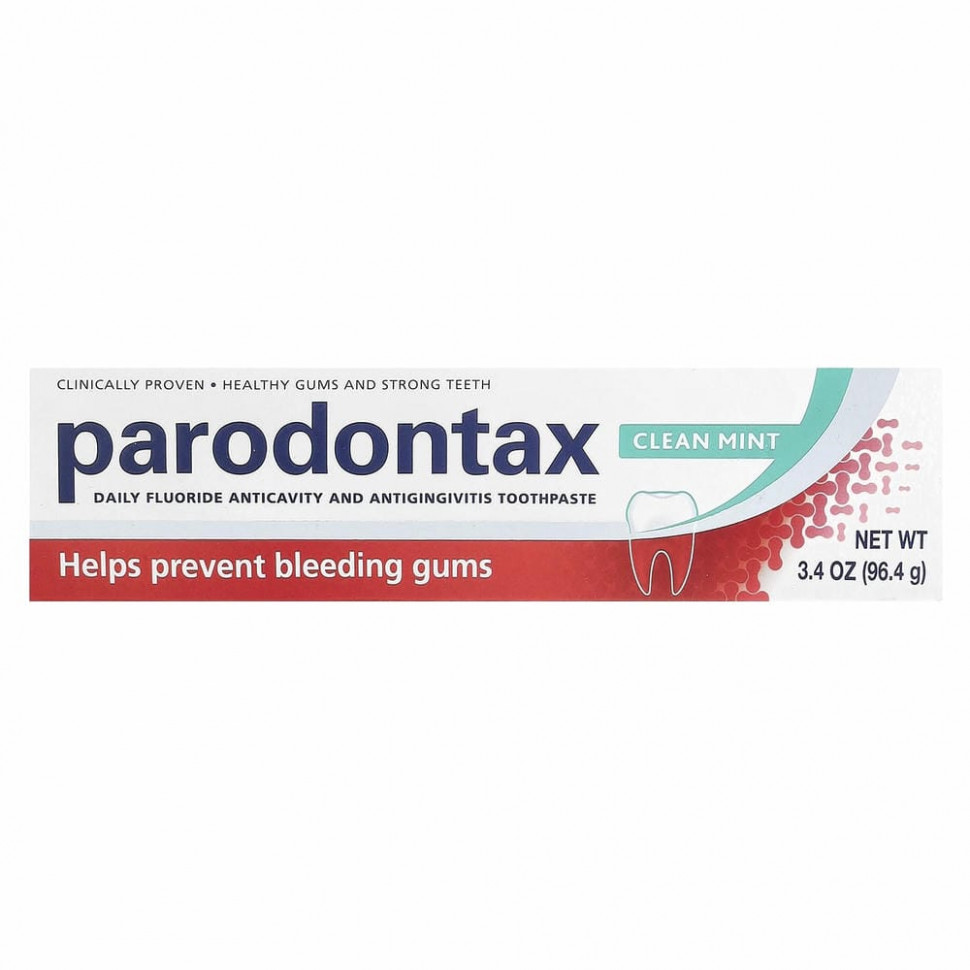Parodontax, Ежедневная зубная паста с фтором от кариеса и десен, чистая мята, 96,4 г (3,4 унции)