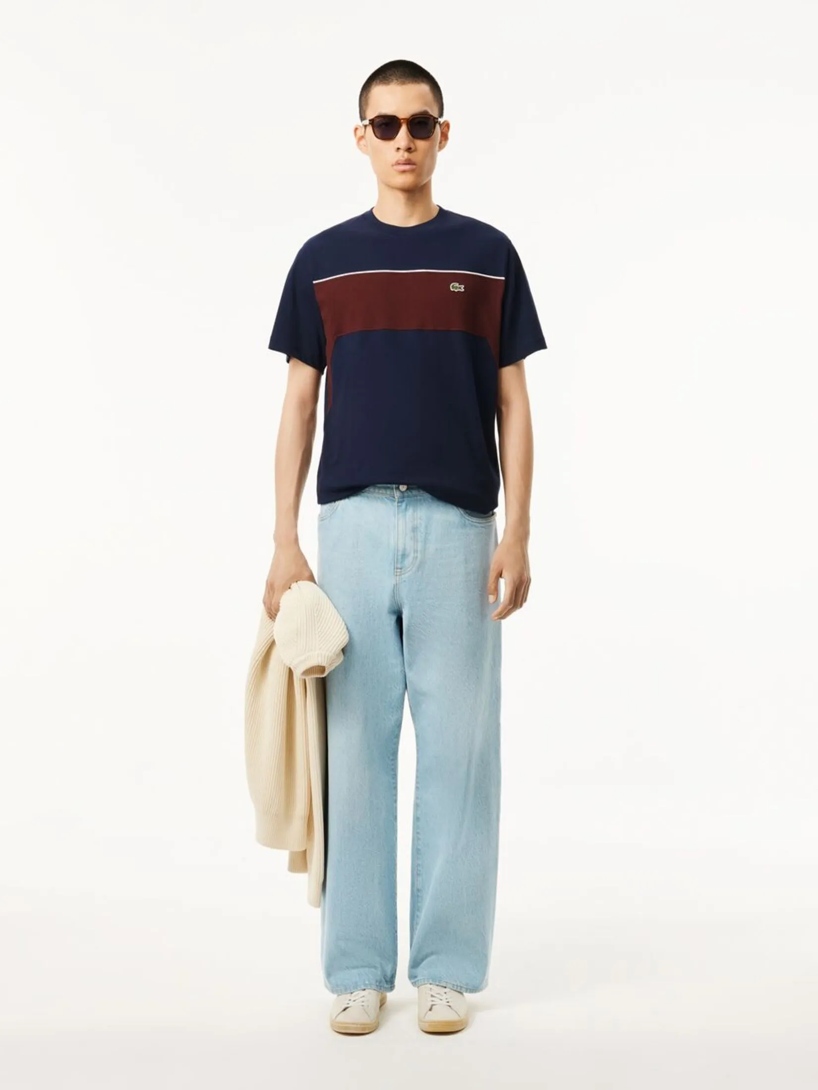 LACOSTE Cotton Colour-Block T-shirt Blue