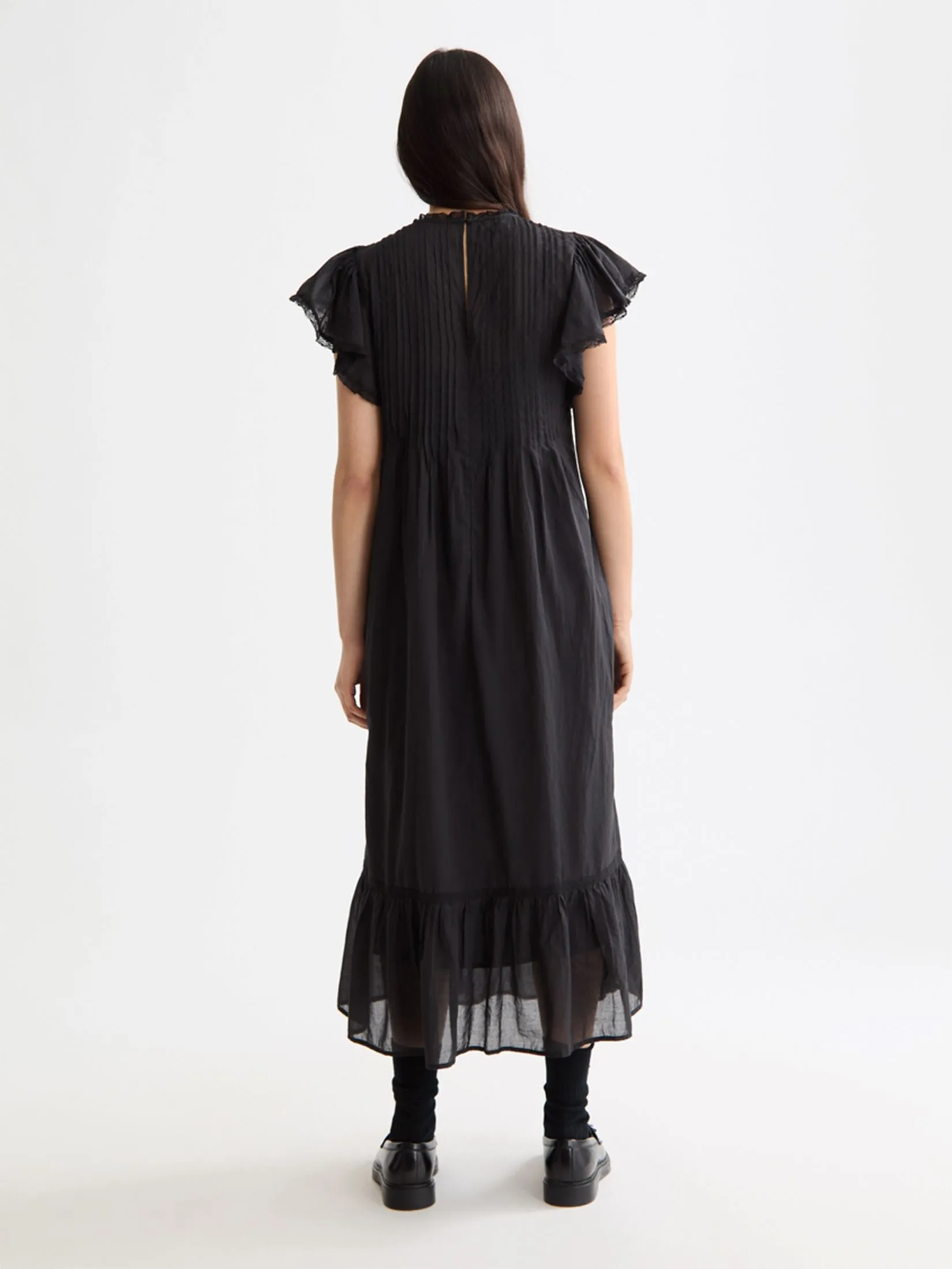 SCOTCH&SODA Women Maxi Dress With Pleated Lace Details Meteorite