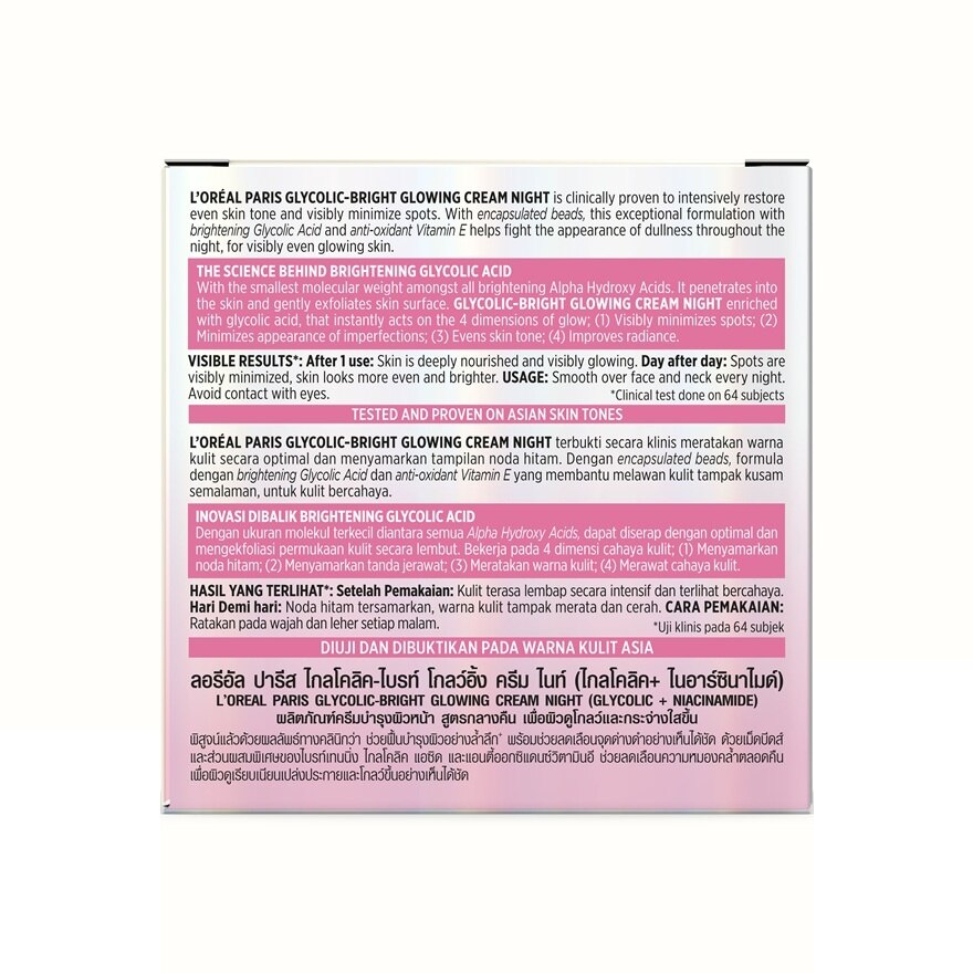 L'Oreal Paris Cream Night Glycolic-Bright Glowing 50 Ml.