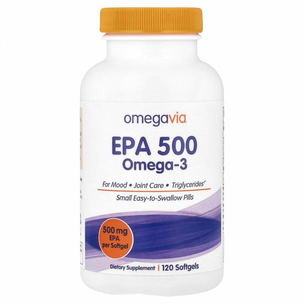 OmegaVia, ЭПК 500, чистая ЭПК омега-3, 120 капсул