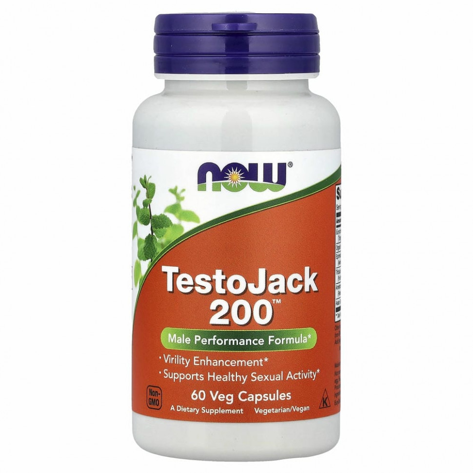 NOW Foods, TestoJack 200, 60 вегетарианских капсул