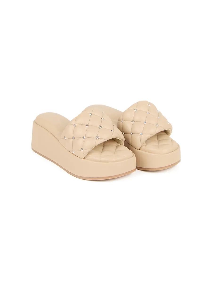 SHU WOMEN  PALETTE SOFT 2" LUCKY DIAMONDS WEDGES - NUDE