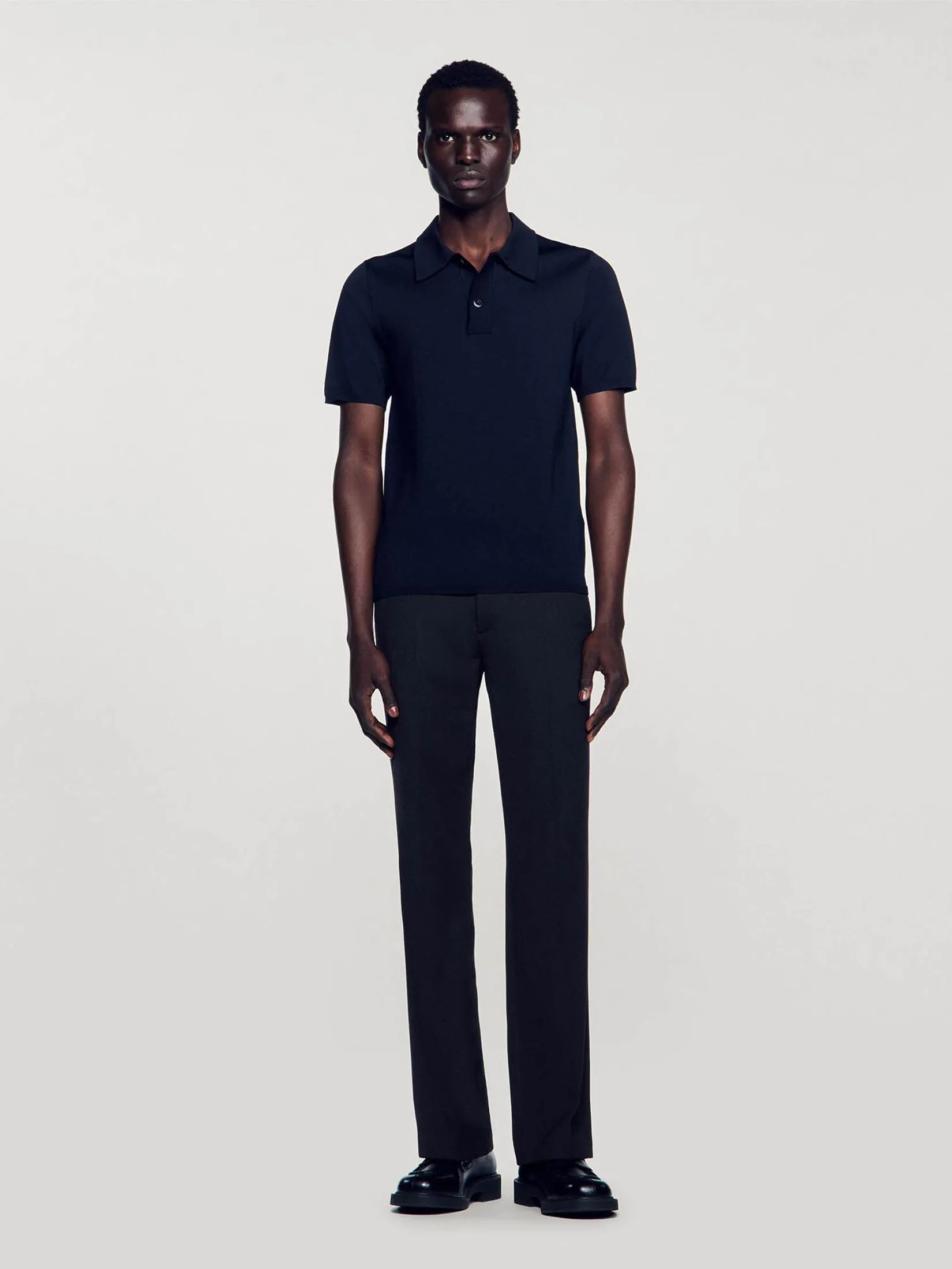 SANDRO Short-Sleeve Knitted Polo Shirt