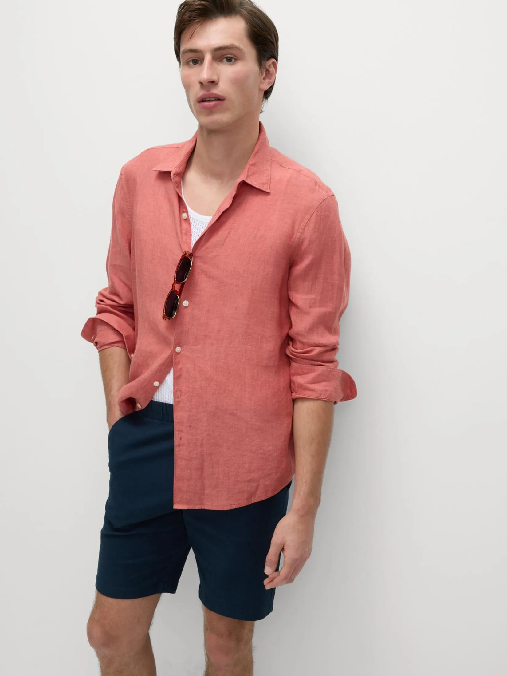 MARKS & SPENCER Men Shorts Linen Blend Elasticated Waist