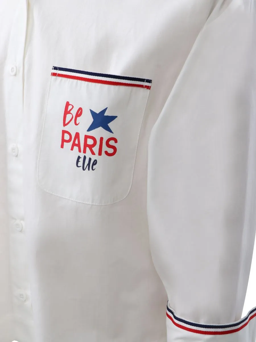 ELLE White Women CROP SHIRT COTTON W3B272 COLLECTION BEPARIS