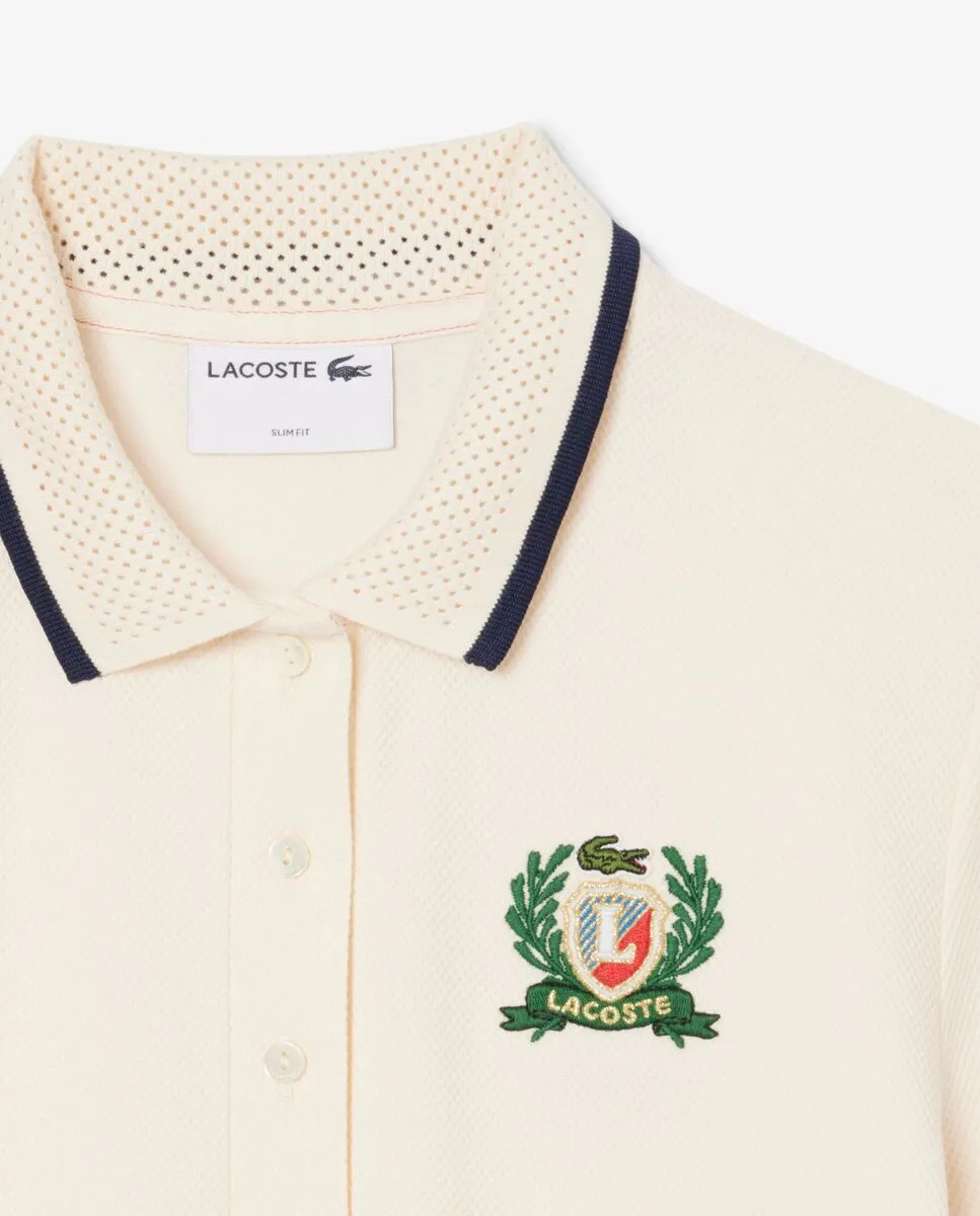 LACOSTE French Made Slim Fit Polo Dress White