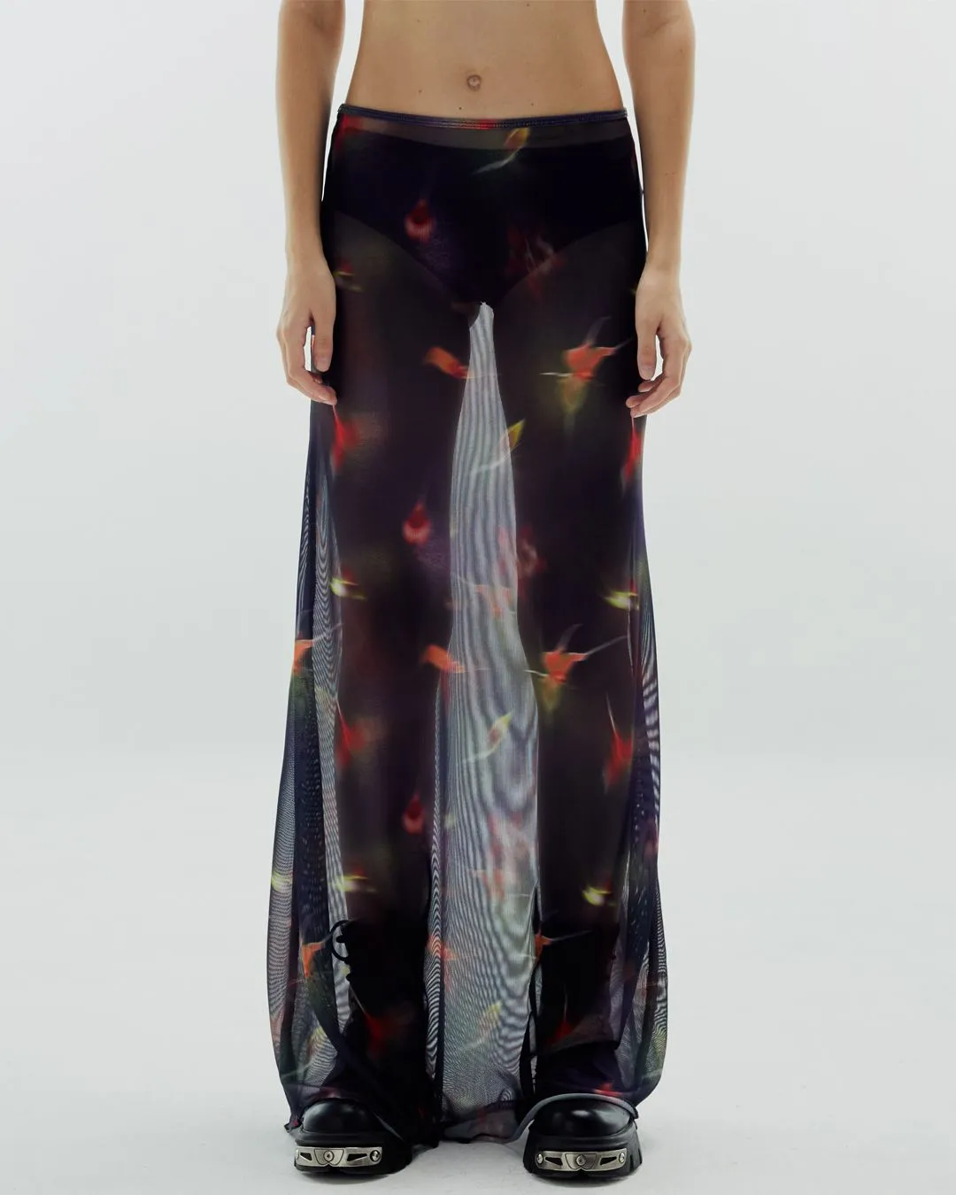 BLACKDOG BKK Women Black see-through print skirt