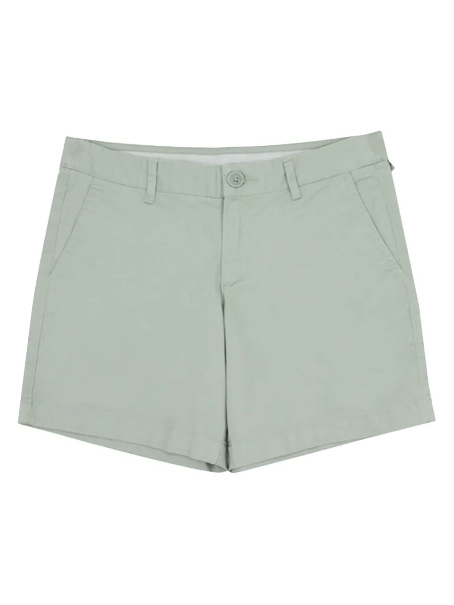 GIORDANO Women's Twill Mid-Rise Slim Fit Pocket Shorts (180 Elastic Waistband) Shadow Green
