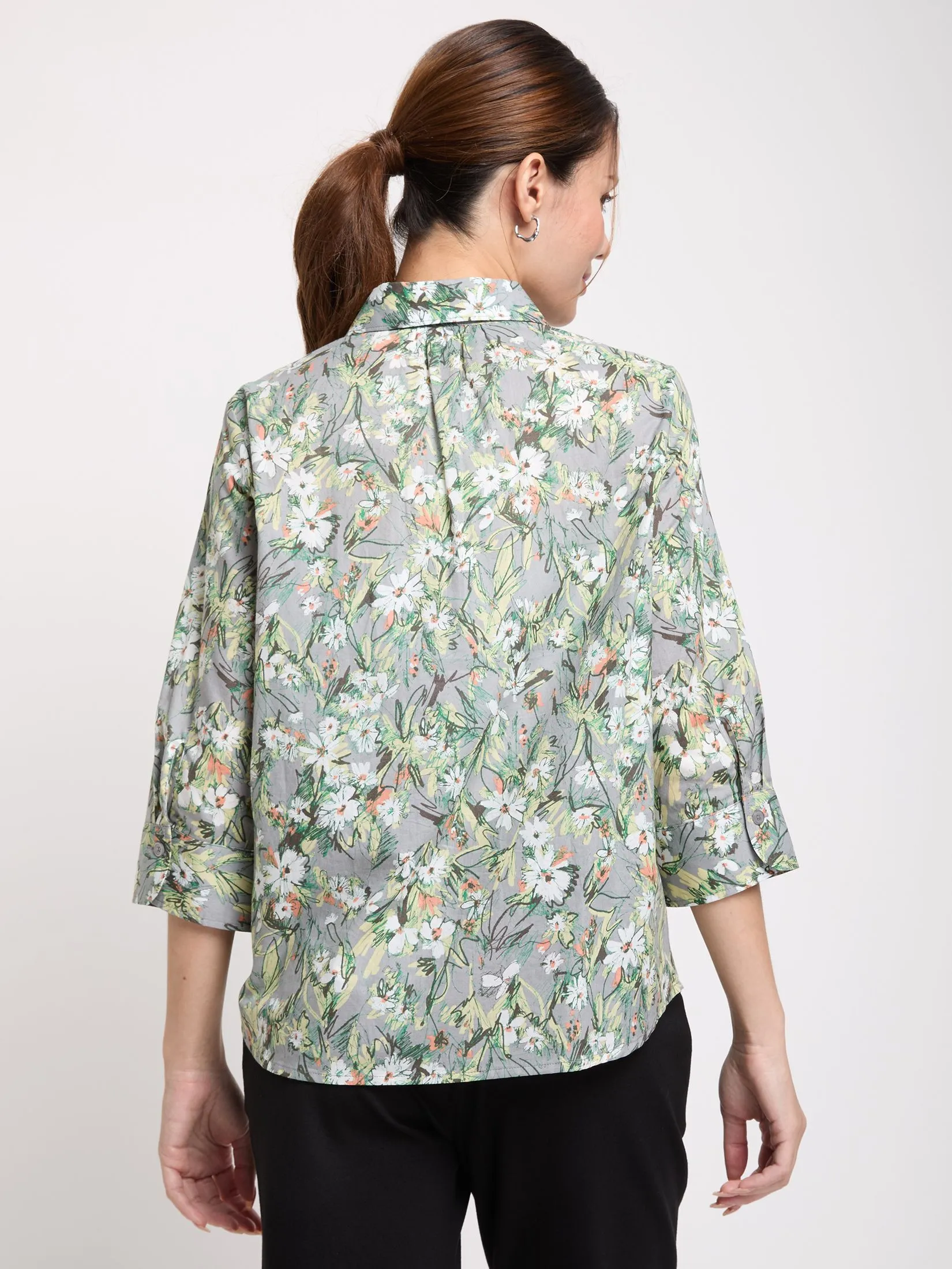 EASY PIECES Women Shirt Long Sleeves Collar Neck Print