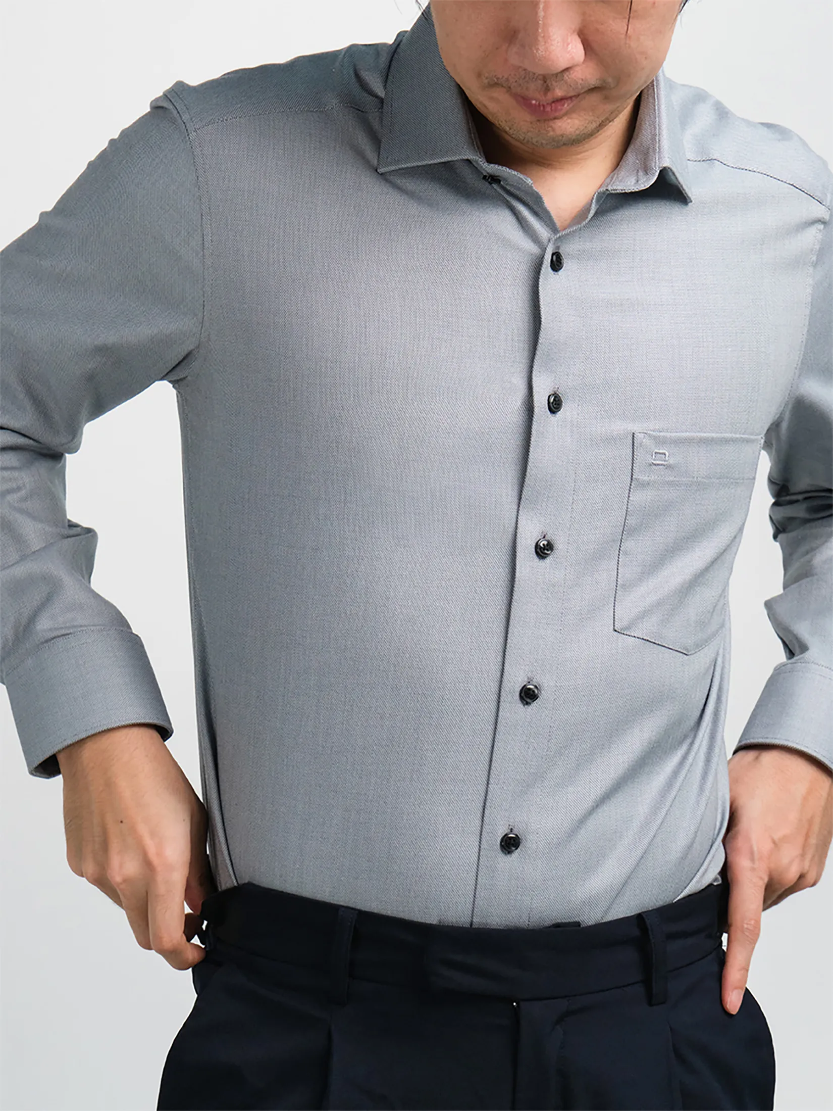 OLYMP MEN SHIRT LONG SLEEVES BUSINESS SHIRT MODERN FIT EASY IRON GREY