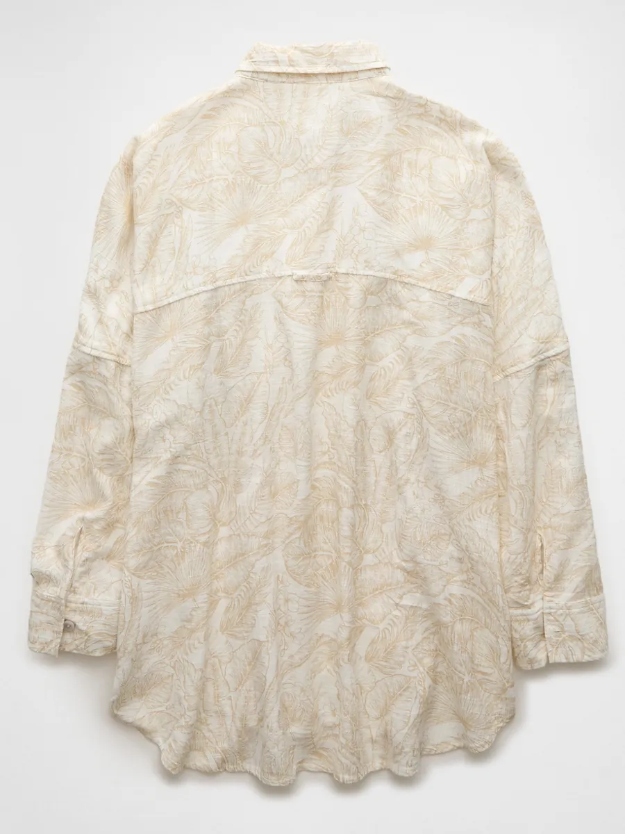 AMERICAN EAGLE WOMEN CORE GO BIG ONE PKT SHIRT 207 TAN