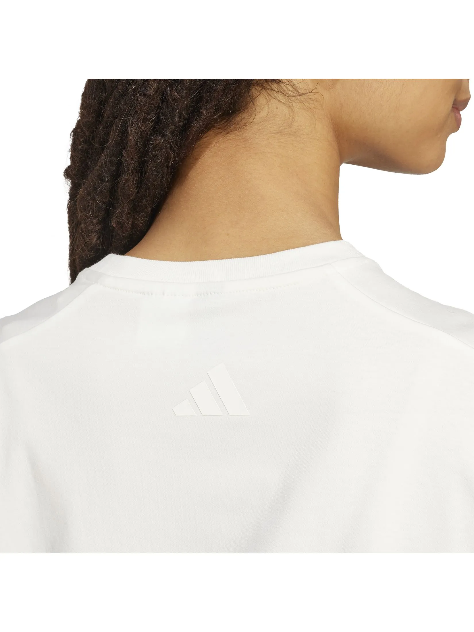 ADIDAS Women T-Shirt Cat Patch Graphic JV8515 White / Off White