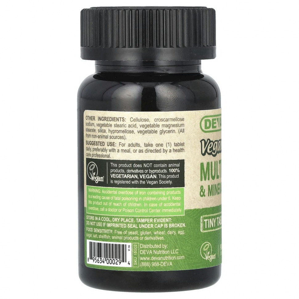 Deva, мультивитаминная и минеральная добавка, для веганов, 90 таблеток