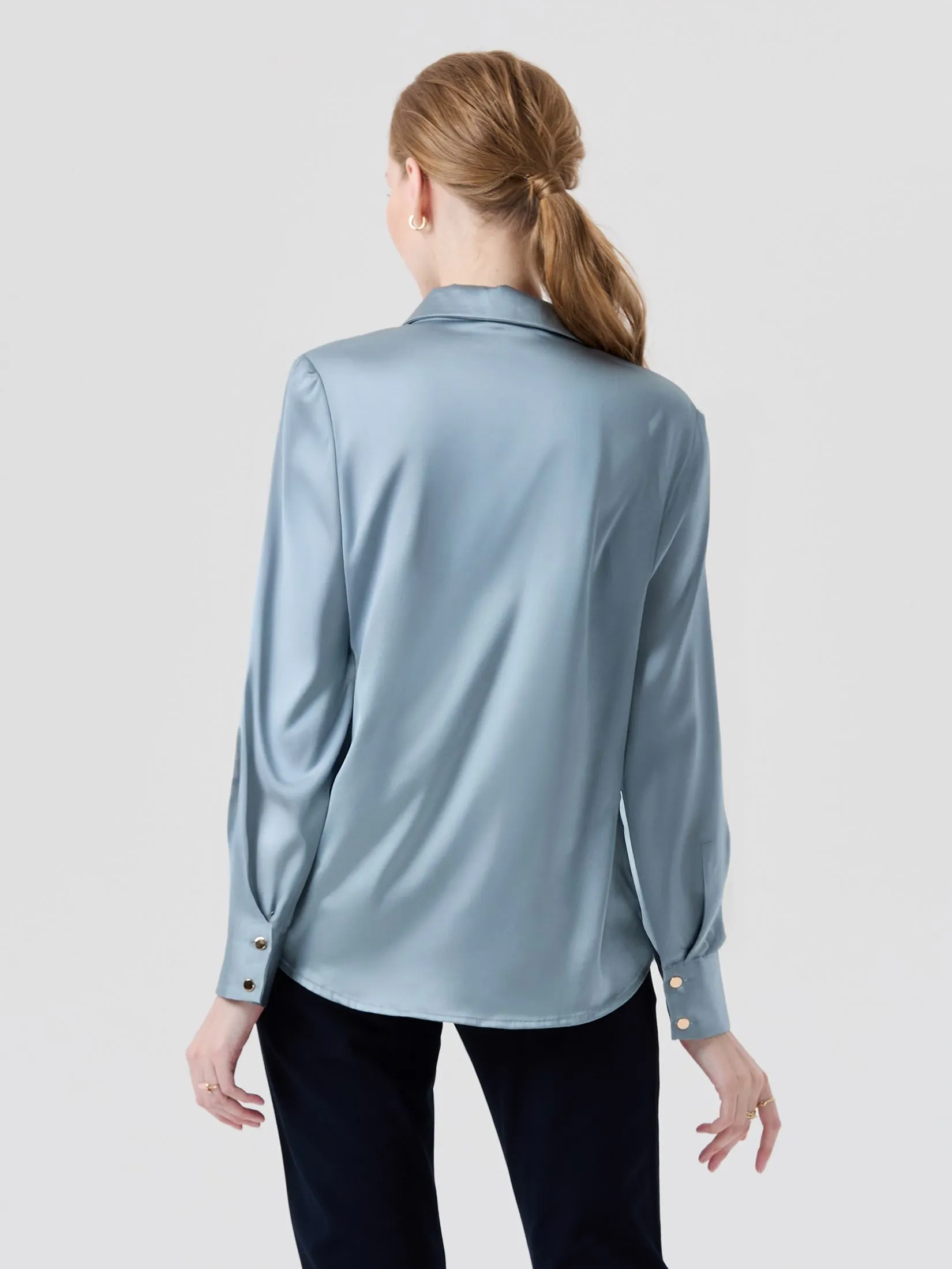 ESPADA Smooth Satin Shirt Woman Blue
