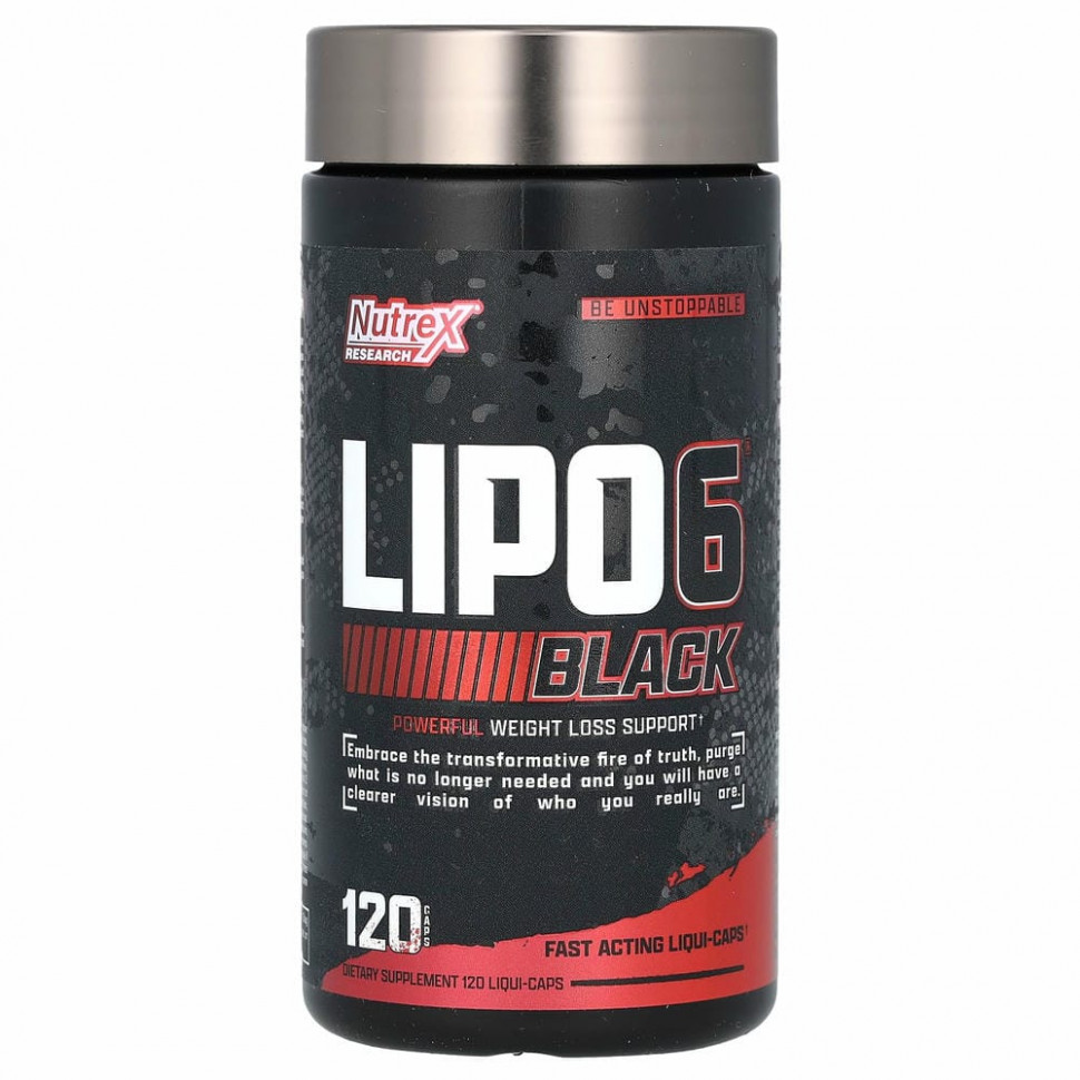 Nutrex Research, LIPO-6 Black, экстремальная эффективность, 120 черных капсул