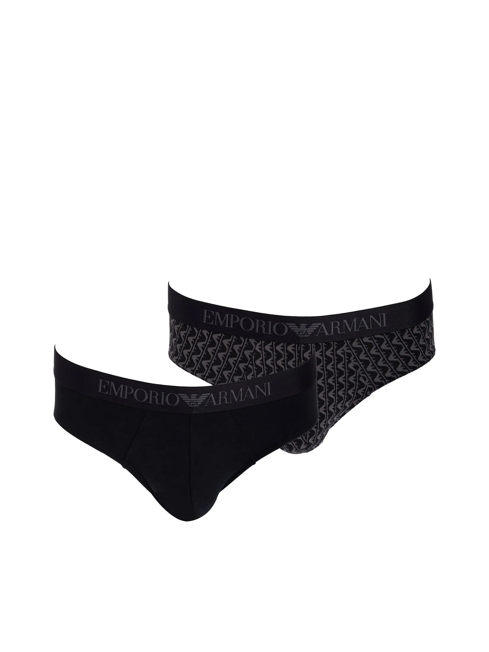 EMPORIO ARMANI Men Underwear Brief 2 Pack SS25 M8096 Vertical Eagle / Black