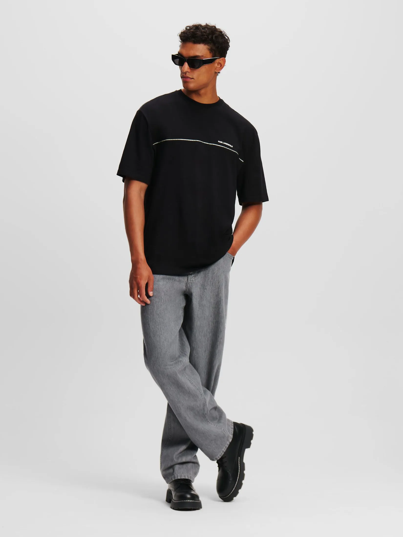 KARL LAGERFELD RSG WASHED DENIM PANTS WASHED WET WEATHER GREY