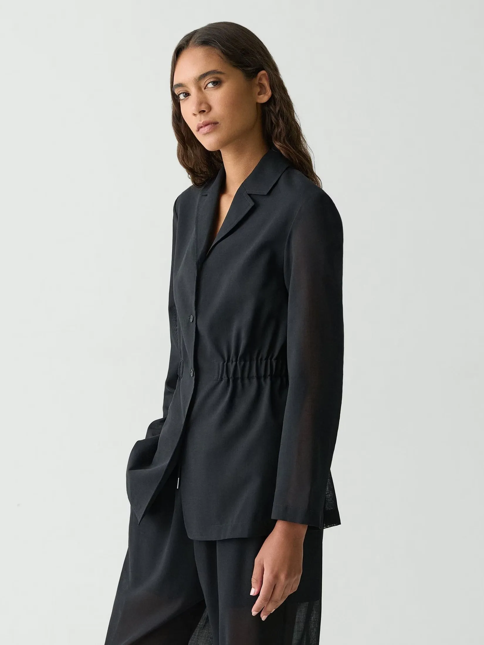 THEORY Women Jacket Cinch Waist In Airy Shirting Black