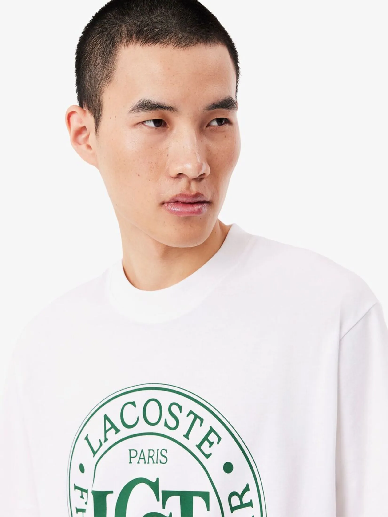 LACOSTE Loose Fit Heavy Cotton Printed T-shirt White
