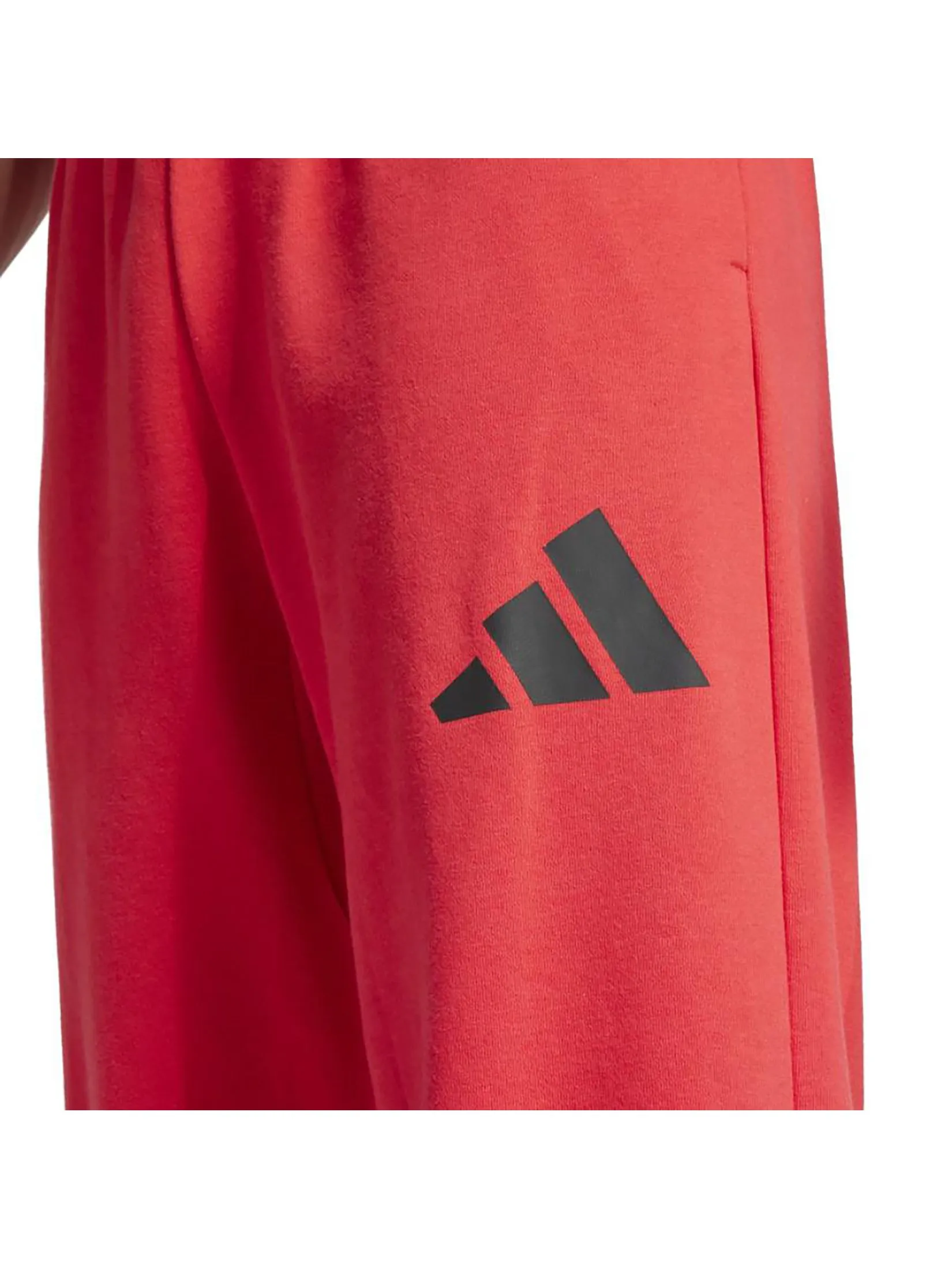 ADIDAS Men Joggers Essentials Wide Leg 3 Bar Logo JF3601 Pure Ruby / Black