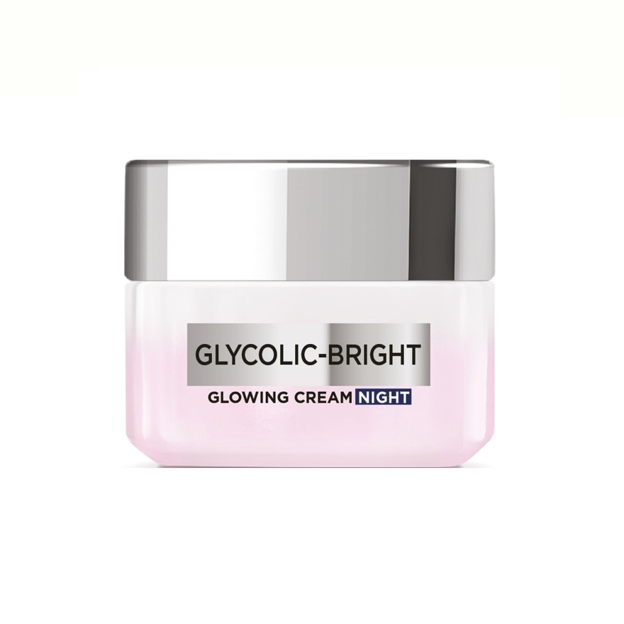 L'Oreal Paris Cream Night Glycolic-Bright Glowing 50 Ml. - Pink
