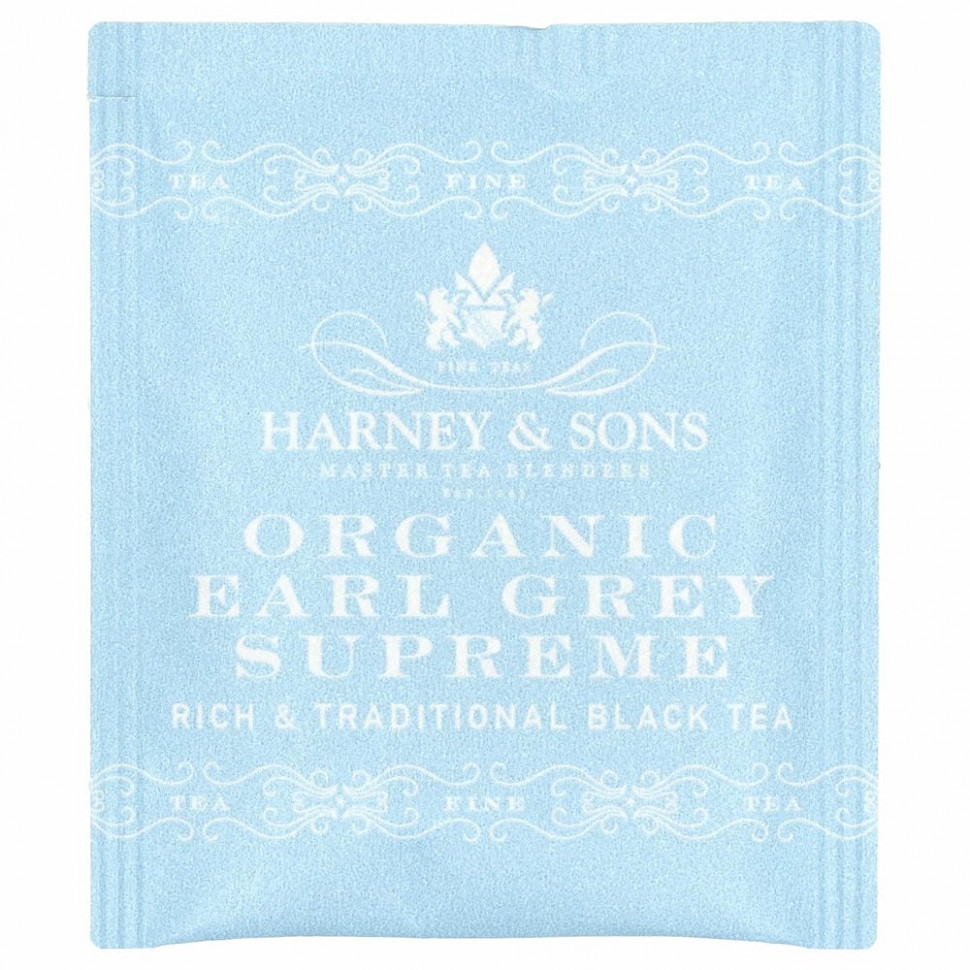 Harney & Sons, A Rich & Traditional Black Tea, Органический Earl Grey Supreme, 50 чайных пакетиков, 3,17 унции (90 г)