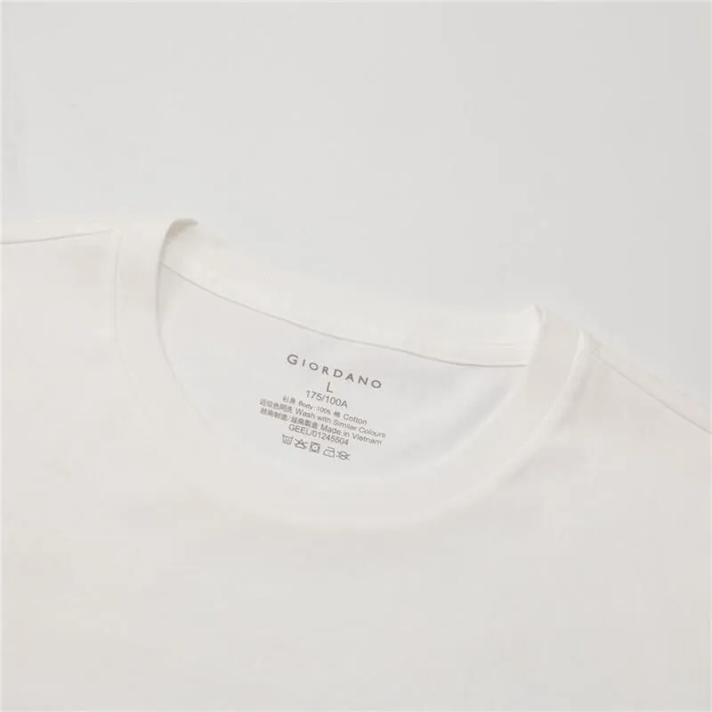 GIORDANO White 【Online Exclusive】 Men's Solid Crewneck Basic Tees (3-packs)