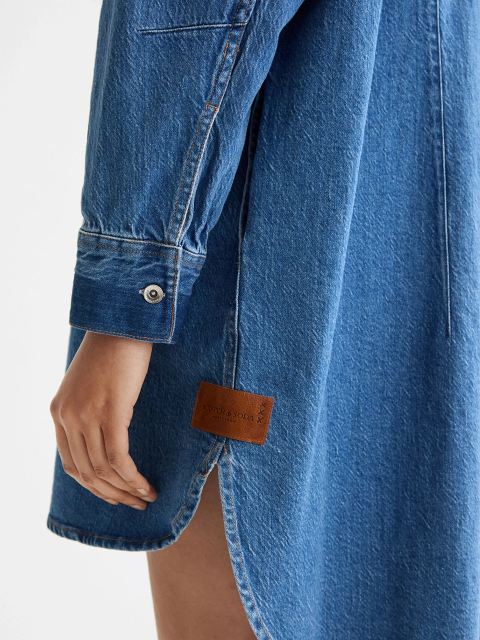 SCOTCH&SODA Women Shirtdress Mini Washed Denim Art From The Heart