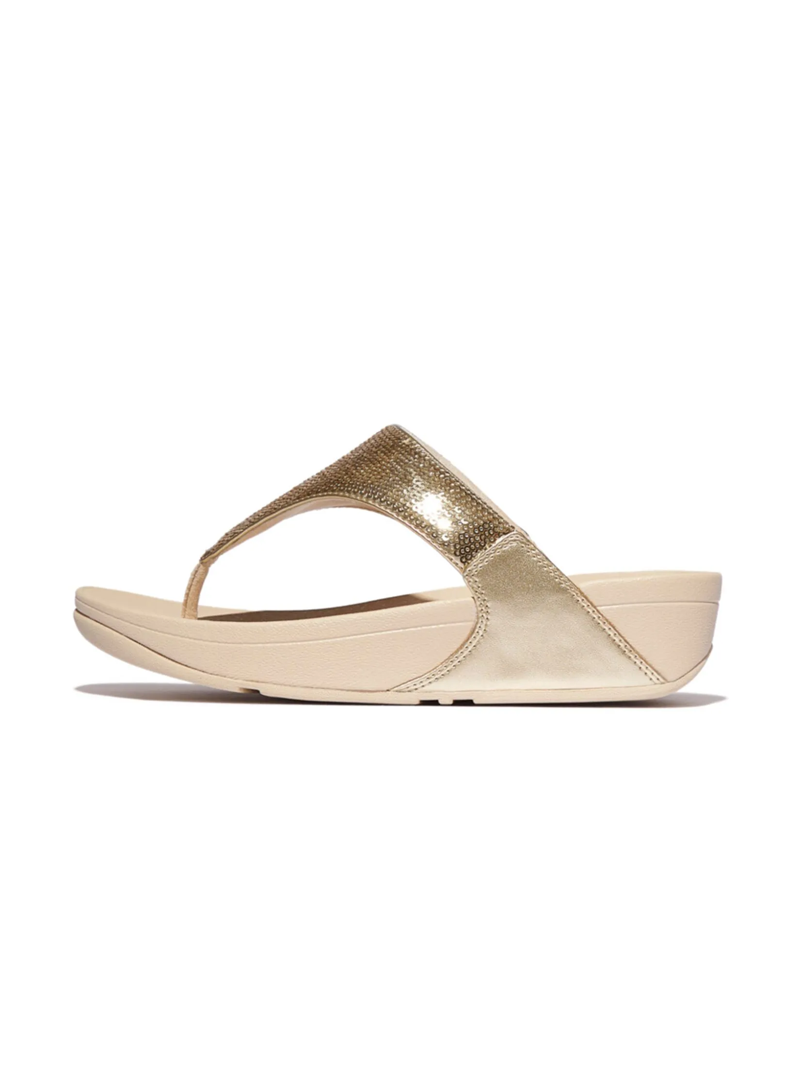 FitFlop™ WOMEN'S LULU SEQUIN TOE-POST SANDALS GOLD